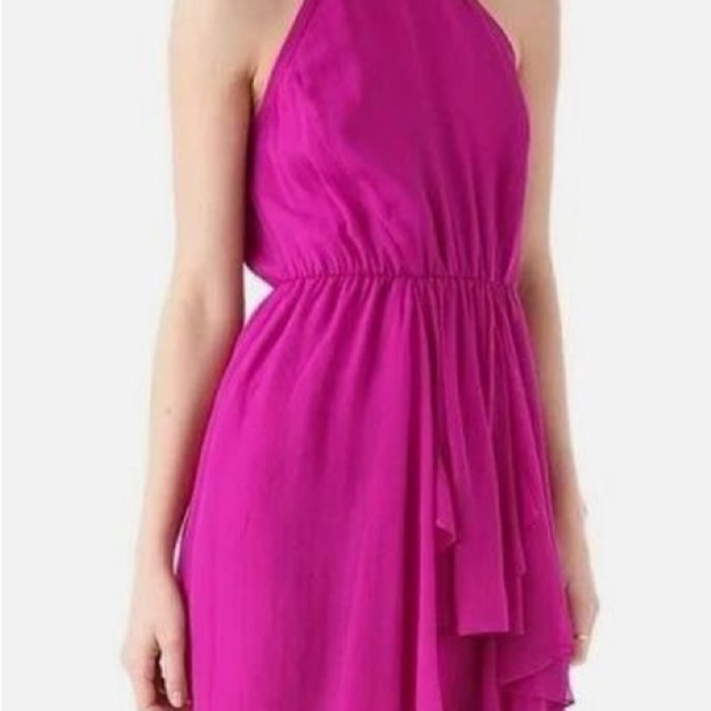 Rebecca Taylor Feelin Good magenta pink/purple halter mini dress